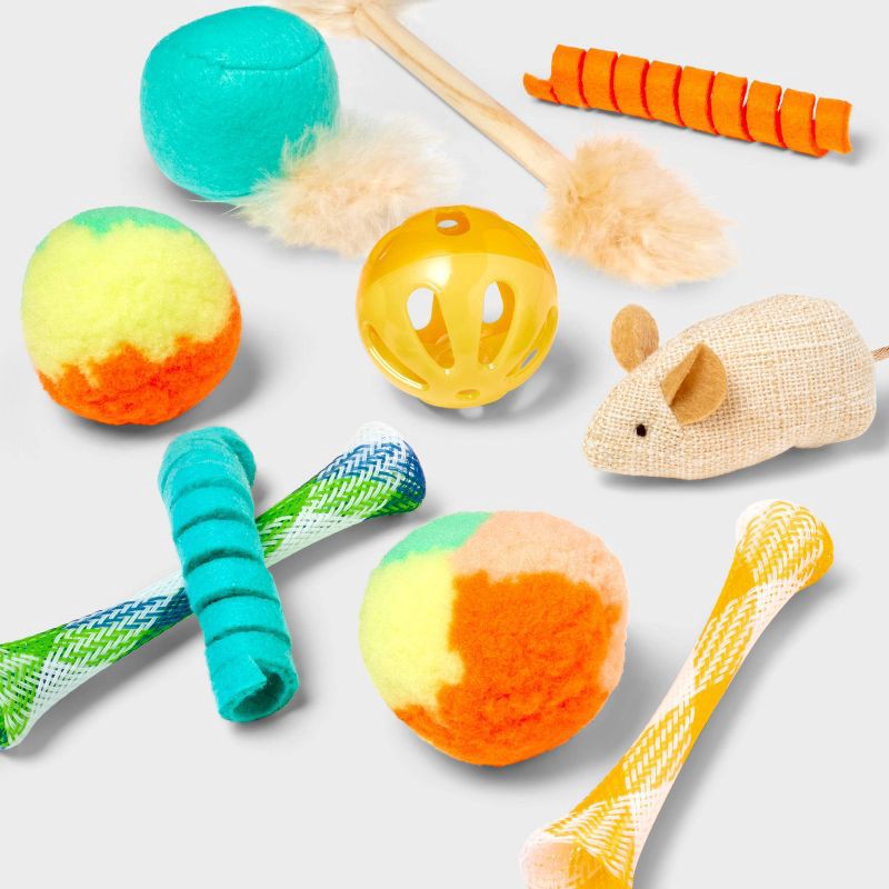 slide 3 of 3, Multi Cat Toy Set - 10pk - Boots & Barkley™, 10 ct