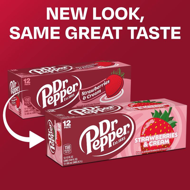slide 2 of 10, Dr Pepper Strawberries & Cream Soda - 12pk/12 fl oz Cans, 12 ct; 12 fl oz