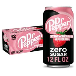 Dr Pepper Strawberries & Cream Zero Soda - 12pk/12 fl oz Cans