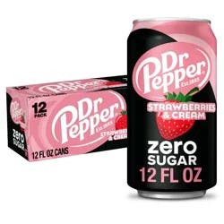 Dr Pepper Strawberries & Cream Zero Soda - 12pk/12 fl oz Cans