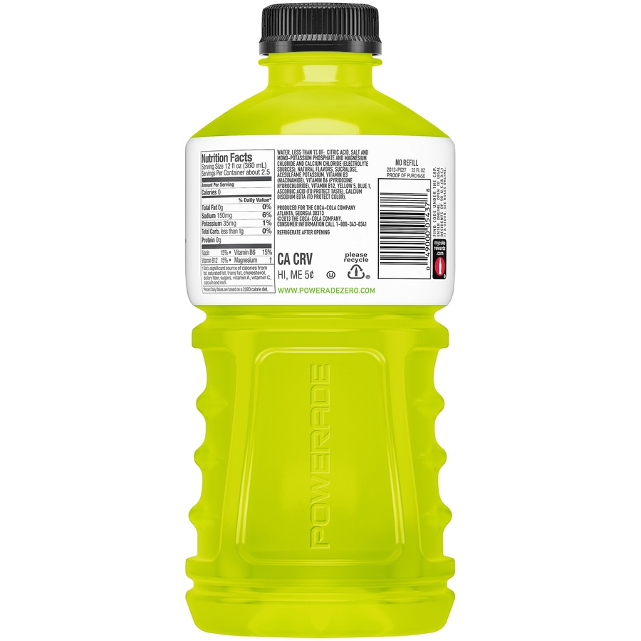 Powerade Perfect Squeeze Sports water Bottle Lemon Lime Yellow 32oz 