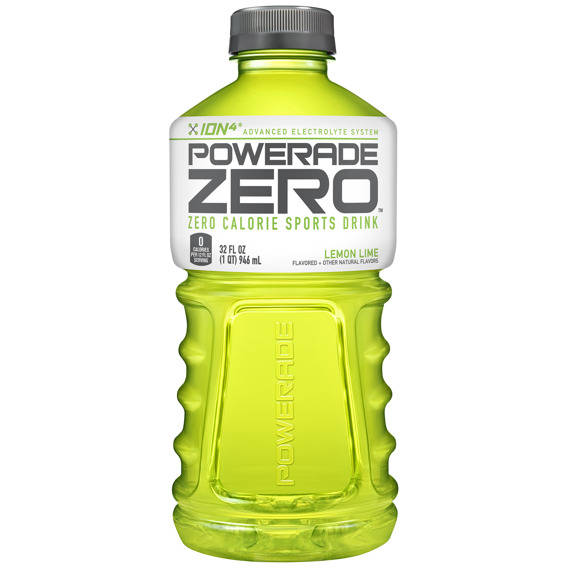 slide 1 of 4, POWERADE Zero Sugar Lemon Lime, ION4 Electrolyte Enhanced Fruit Flavored Zero Sugar Zero Calorie Sports Drink w/ Vitamins B3, B6, and B12, Replenish Sodium, Calcium, Potassium, Magnesium, 32 fl oz, 32 fl oz