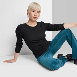 Women's Long Sleeve T-Shirt - Wild Fable Black S