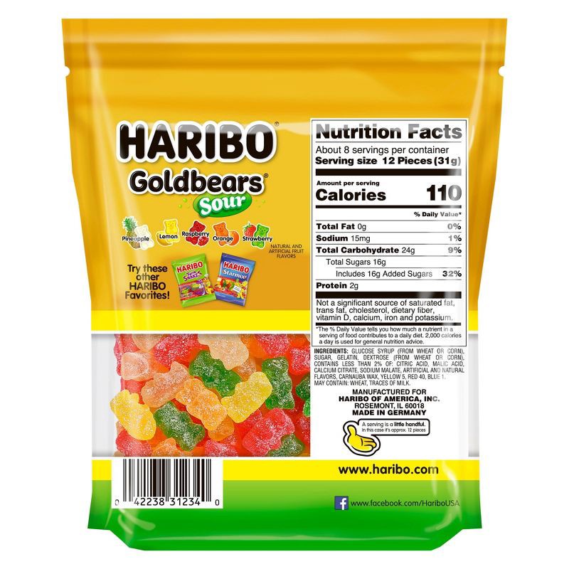 slide 2 of 4, Haribo Candy Sour Gold Bears Gummy Candy - 9oz, 9 oz