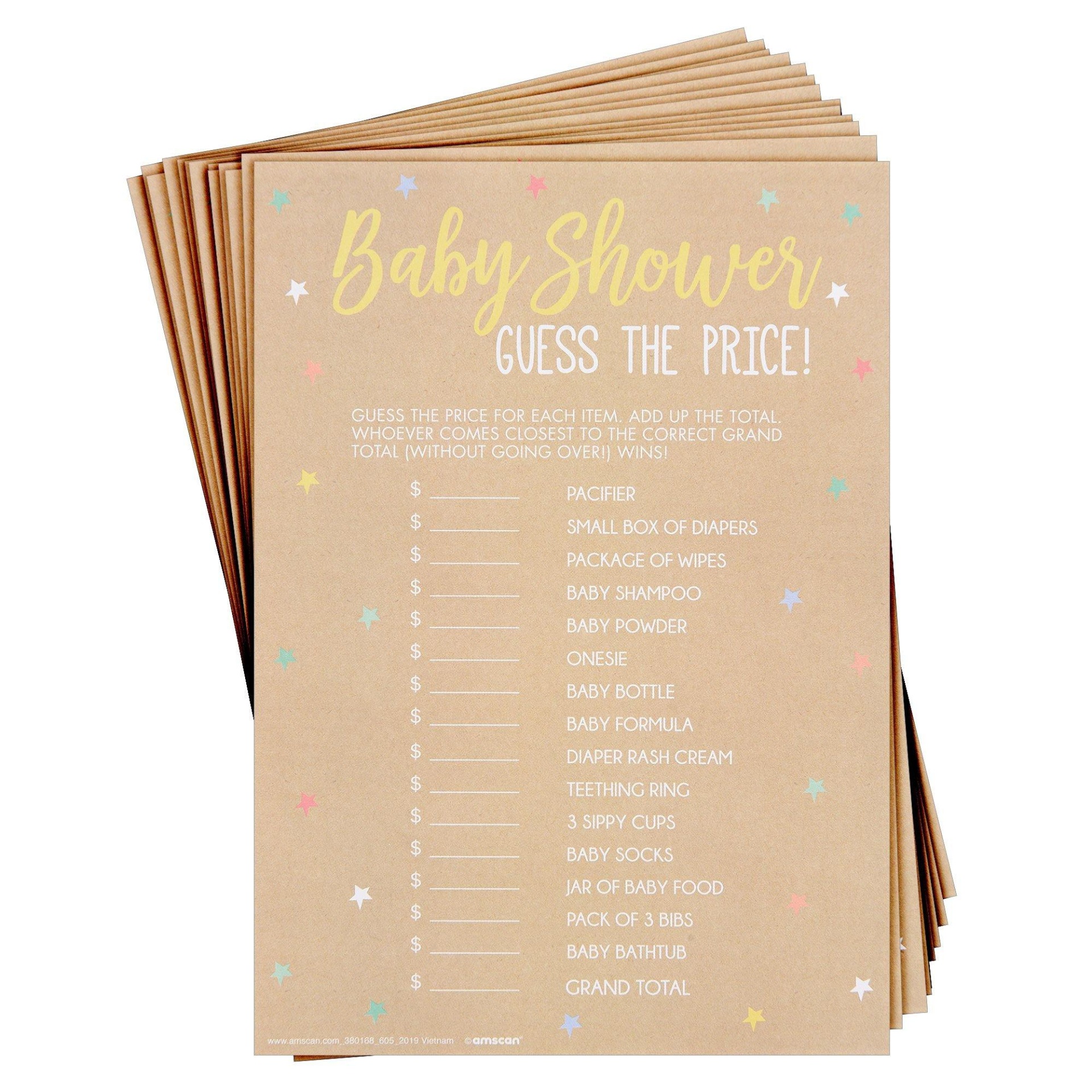 slide 1 of 1, Party City Kraft & Star Guess the Price Baby Shower Game, 1 ct