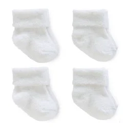 Carter's Just One You® Baby 4pk Chenille Socks - White 3-12M: Ankle Knit Midweight, Rolled Cuff