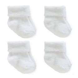 Carter's Just One You® Baby 4pk Chenille Socks - White 3-12M: Ankle Knit Midweight, Rolled Cuff