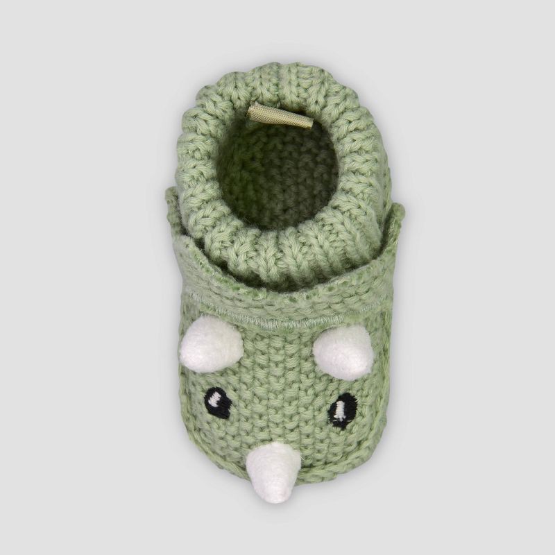 slide 2 of 5, Carter's Just One You® Baby Boys' Knitted Dino Slippers - Green: Newborn Dinosaur Booties, 1 ct