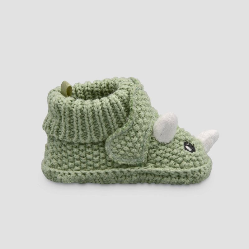 slide 3 of 5, Carter's Just One You® Baby Boys' Knitted Dino Slippers - Green: Newborn Dinosaur Booties, 1 ct