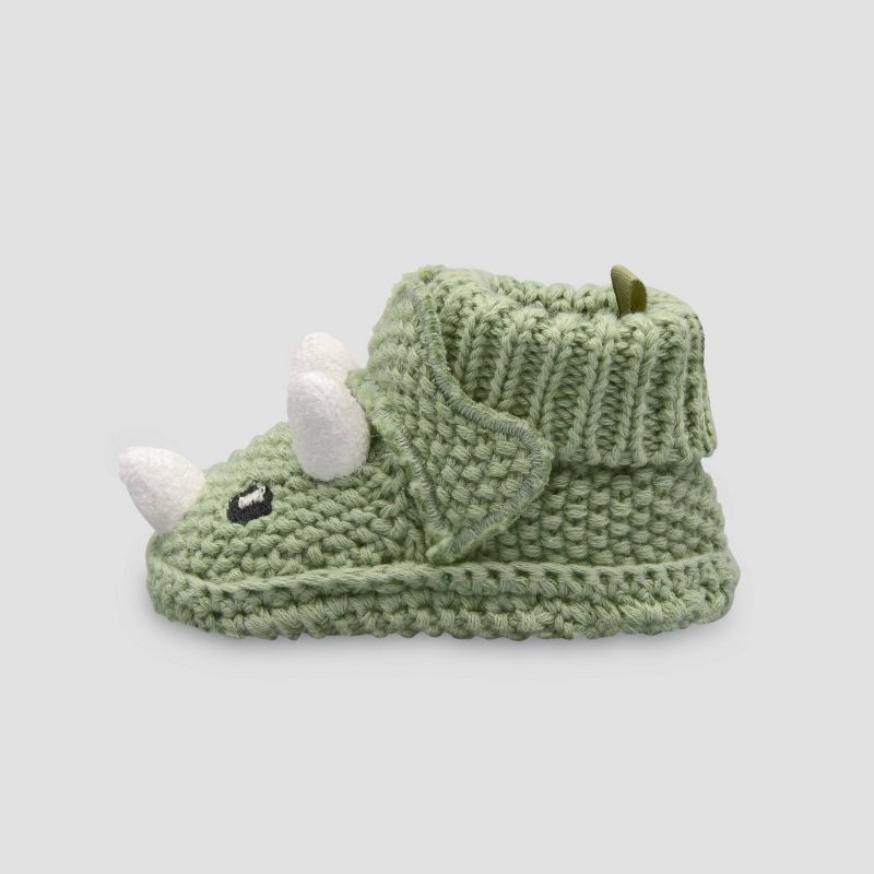 slide 4 of 5, Carter's Just One You® Baby Boys' Knitted Dino Slippers - Green: Newborn Dinosaur Booties, 1 ct