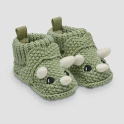 Carter's Just One You® Baby Boys' Knitted Dino Slippers - Green: Newborn Dinosaur Booties