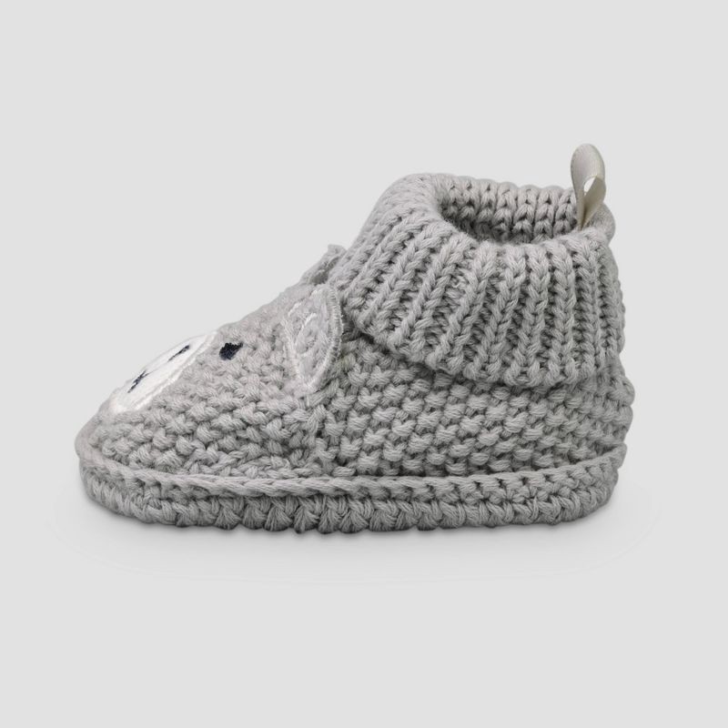 slide 2 of 3, Carter's Just One You® Baby Boys' Knitted Bear Slippers - Gray: Newborn Bootie Shoes, Pull-On Design, 1 ct