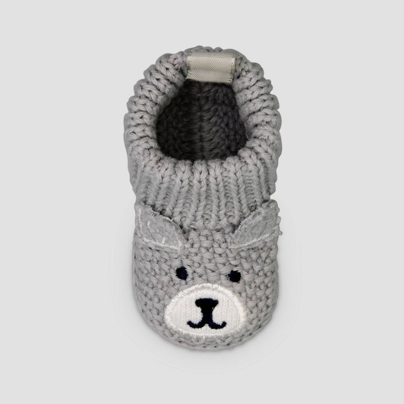 slide 3 of 3, Carter's Just One You® Baby Boys' Knitted Bear Slippers - Gray: Newborn Bootie Shoes, Pull-On Design, 1 ct
