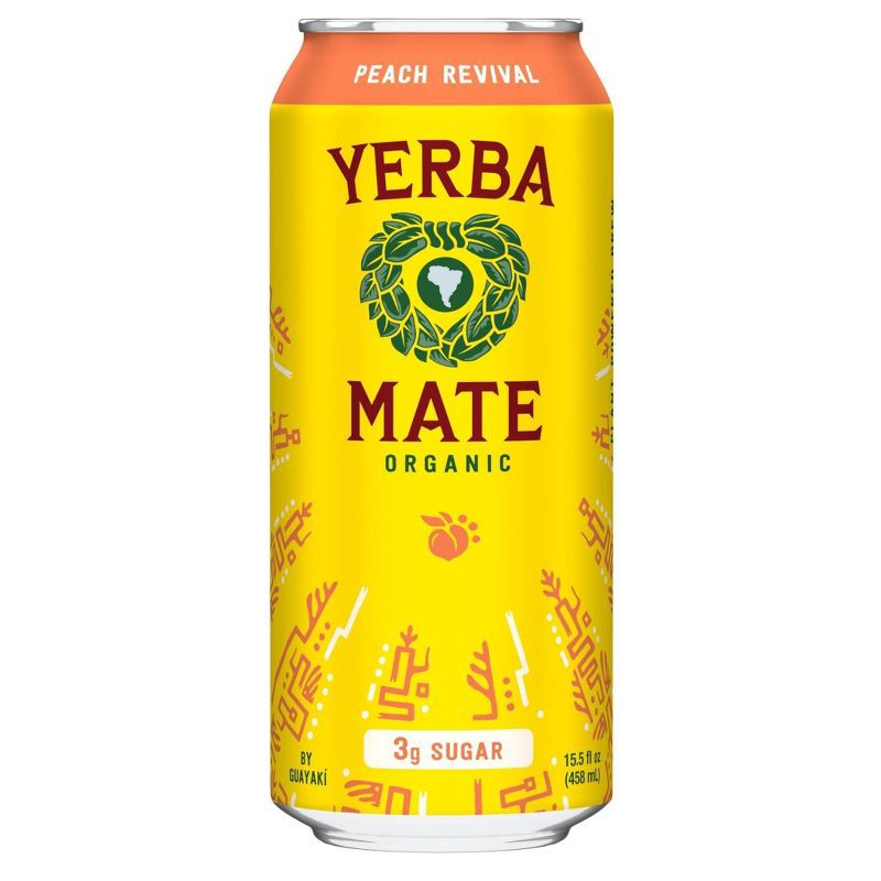 slide 1 of 2, Guayaki Yerba Mate Peach Revival - 15.5 fl oz Can, 15.5 fl oz