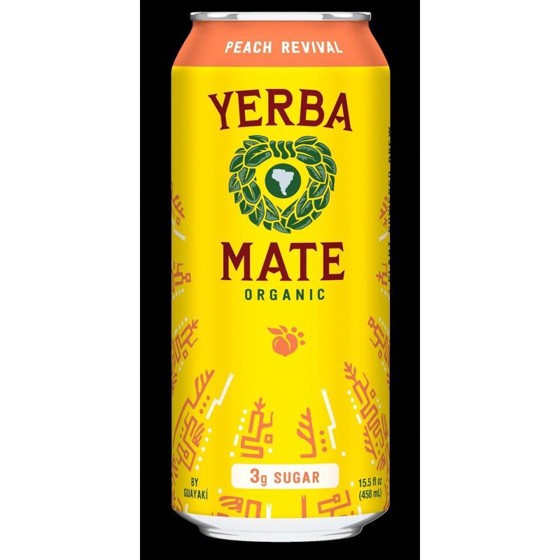 slide 1 of 7, Guayaki Yerba Mate Peach Revival - 15.5 fl oz Can, 15.5 fl oz