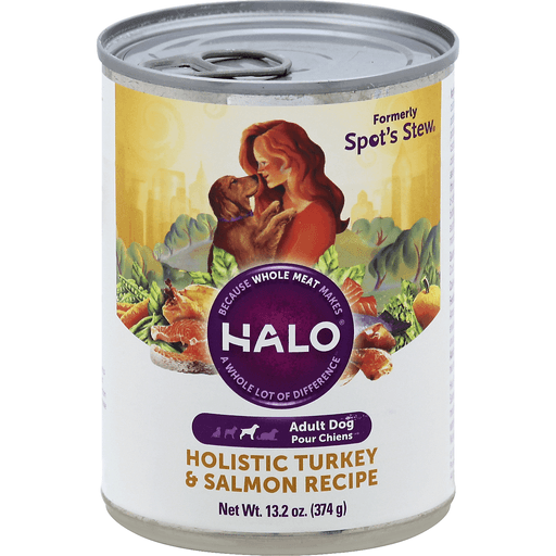 slide 2 of 2, Halo Spot's Stew Succulent Salmon Recipe Canned Dog Food, 13.2 oz