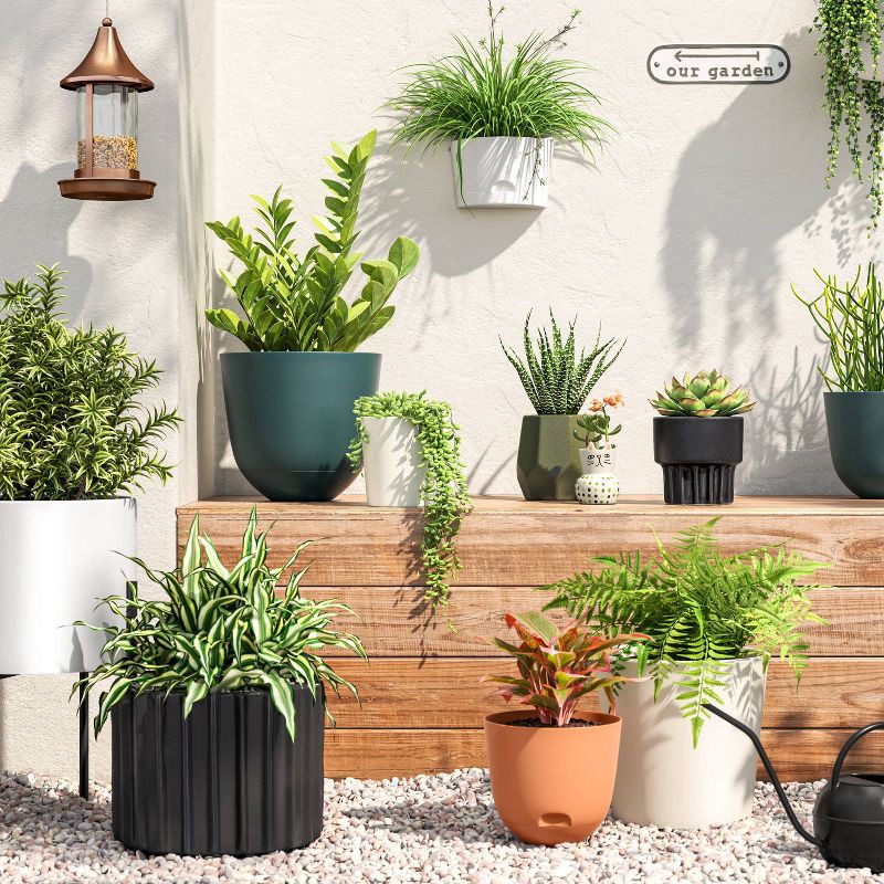 slide 2 of 4, Self-Watering Plastic Indoor Outdoor Planter Pot Fern Shower 12"x12" - Room Essentials™: Durable, Fade-Resistant, 1 ct