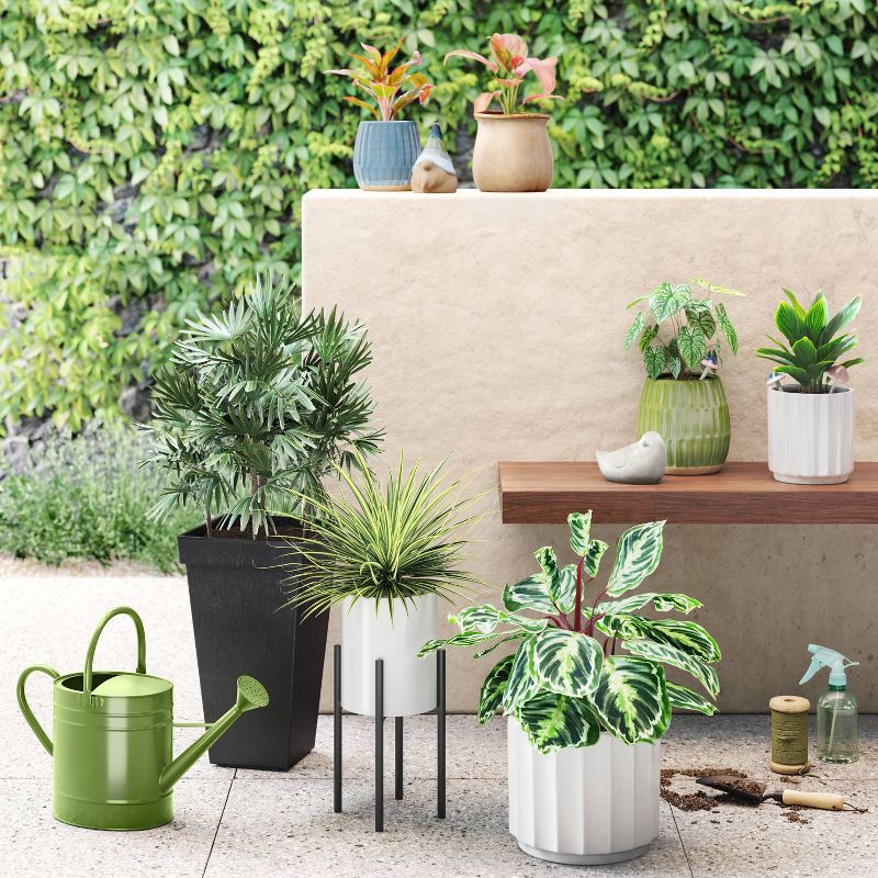 slide 2 of 4, Geared Terracotta Indoor Outdoor Planter Pot White 12.13"x12.13" - Threshold™, 1 ct