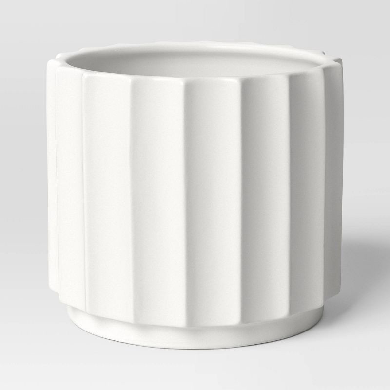 slide 1 of 4, Geared Terracotta Indoor Outdoor Planter Pot White 12.13"x12.13" - Threshold™, 1 ct