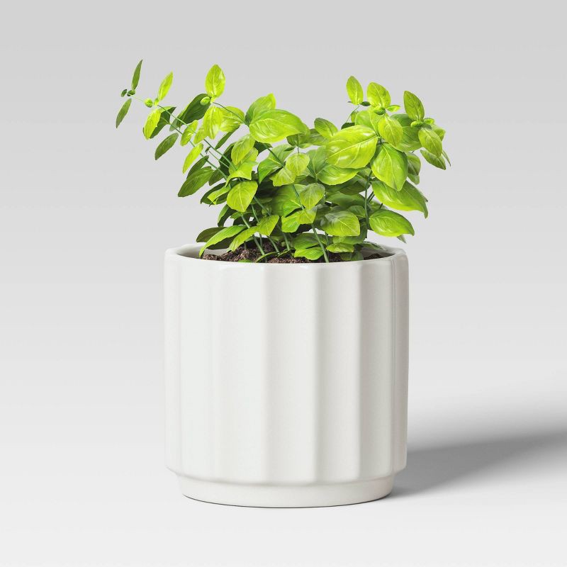 slide 3 of 4, Geared Terracotta Indoor Outdoor Planter Pot White 6.1"x6.1" - Threshold™, 1 ct