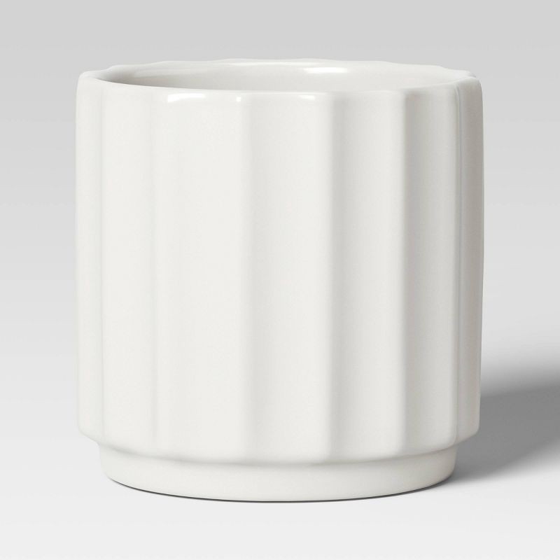 slide 1 of 4, Geared Terracotta Indoor Outdoor Planter Pot White 6.1"x6.1" - Threshold™, 1 ct