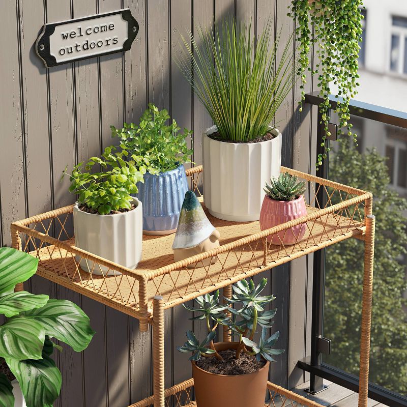 slide 2 of 4, Geared Terracotta Indoor Outdoor Planter Pot White 8.11"x8.11" - Threshold™, 1 ct