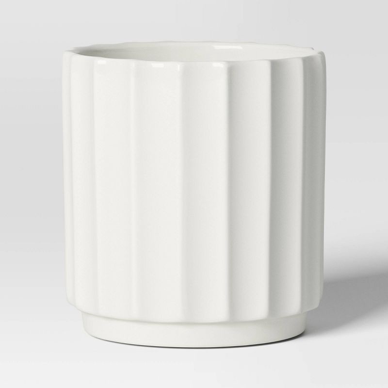slide 1 of 4, Geared Terracotta Indoor Outdoor Planter Pot White 8.11"x8.11" - Threshold™, 1 ct