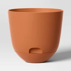 Self-Watering Plastic Indoor Outdoor Planter Pot Cosmic Rust 8"x8" - Room Essentials™: Fade & Break-Resistant
