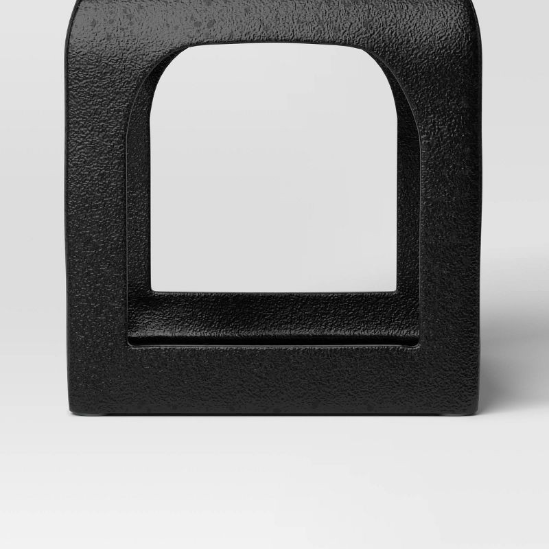 slide 4 of 5, 6.4"x5" Tealight Cast Aluminum Outdoor Lantern Candle Holder Black - Threshold™, 1 ct