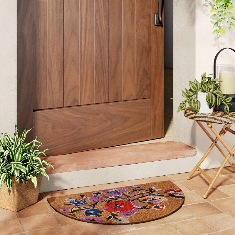 slide 2 of 4, 1'6"x2'6" Florissimo Half-Circle Outdoor Door Mat - Threshold™, 1 ct