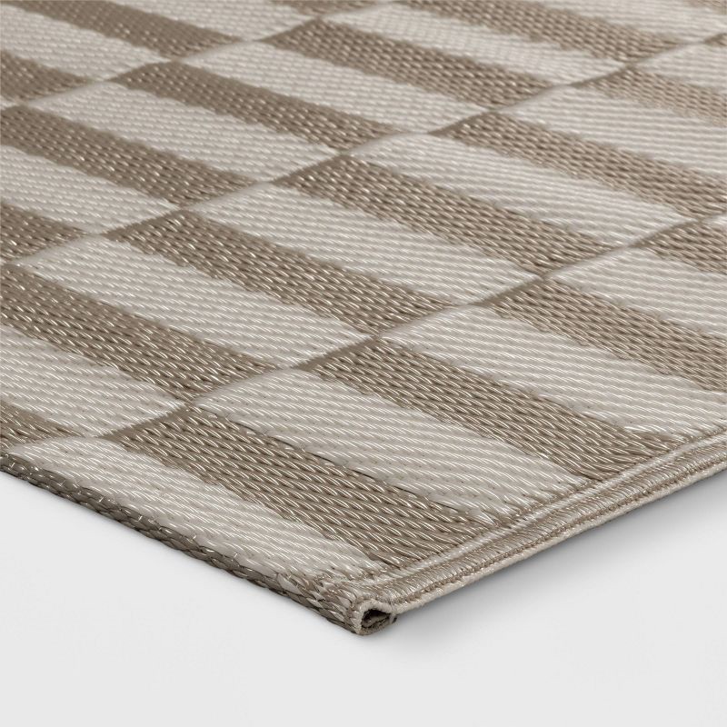 slide 3 of 4, 4'x6' Broken Stripe Ancient Stone Rectangular Loomed Indoor Outdoor Accent Rug Tan - Room Essentials™: Weather-Resistant Patio Mat, 1 ct