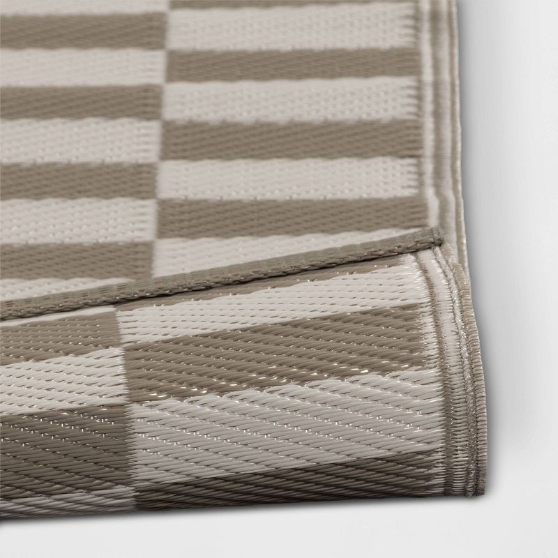 slide 4 of 4, 4'x6' Broken Stripe Ancient Stone Rectangular Loomed Indoor Outdoor Accent Rug Tan - Room Essentials™: Weather-Resistant Patio Mat, 1 ct