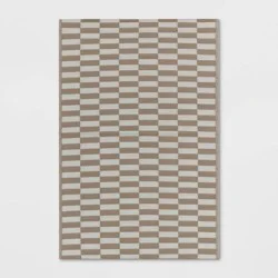 4'x6' Broken Stripe Ancient Stone Rectangular Loomed Indoor Outdoor Accent Rug Tan - Room Essentials™: Weather-Resistant Patio Mat