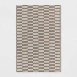4'x6' Broken Stripe Ancient Stone Rectangular Loomed Indoor Outdoor Accent Rug Tan - Room Essentials™: Weather-Resistant Patio Mat