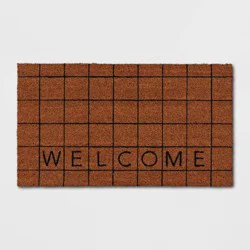 1'4"x2'4" Welcome Grid Rectangular Outdoor Door Mat Blue - Room Essentials™
