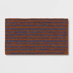 1'4"x2'4" Blocks Rectangular Outdoor Door Mat Blue - Room Essentials™: Coir Material, Latex Backing, Shake Clean