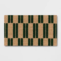 1'4"x2'4" Blocks Rectangular Outdoor Door Mat Green - Room Essentials™: Coir Material, Shake Clean, Medium Pile