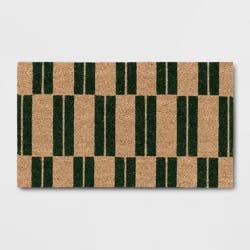 1'4"x2'4" Blocks Rectangular Outdoor Door Mat Green - Room Essentials™: Coir Material, Shake Clean, Medium Pile