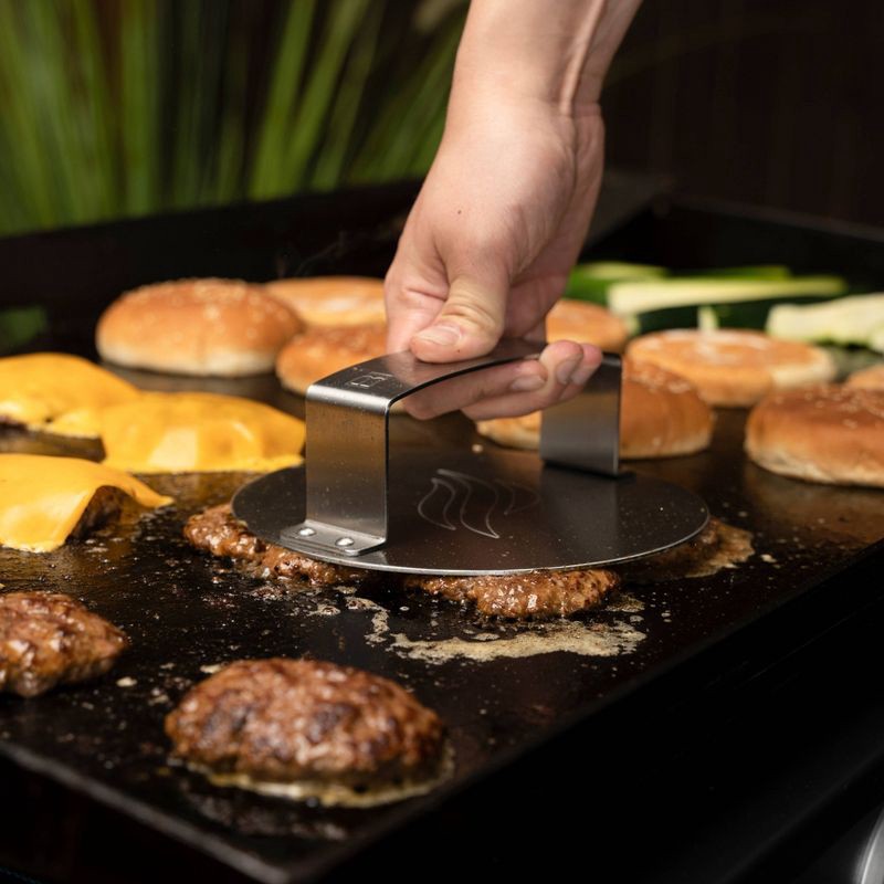 slide 3 of 4, Blackstone 5349 Burger Press: Stainless Steel Grill Accessory, Dishwasher-Safe, Locks in Flavor, 1 ct