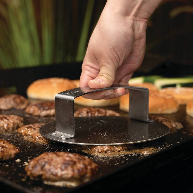 slide 4 of 4, Blackstone 5349 Burger Press: Stainless Steel Grill Accessory, Dishwasher-Safe, Locks in Flavor, 1 ct