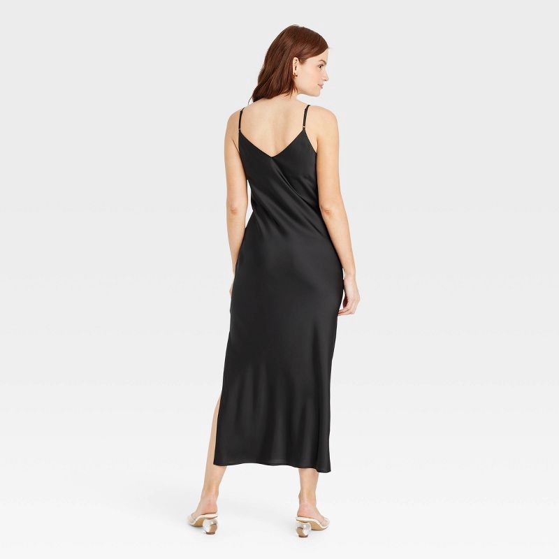 slide 2 of 3, Women's Midi Slip Dress - A New Day™ Black M, 1 ct