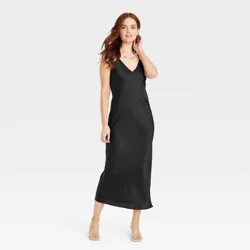 Women's Midi Slip Dress - A New Day™ Black L