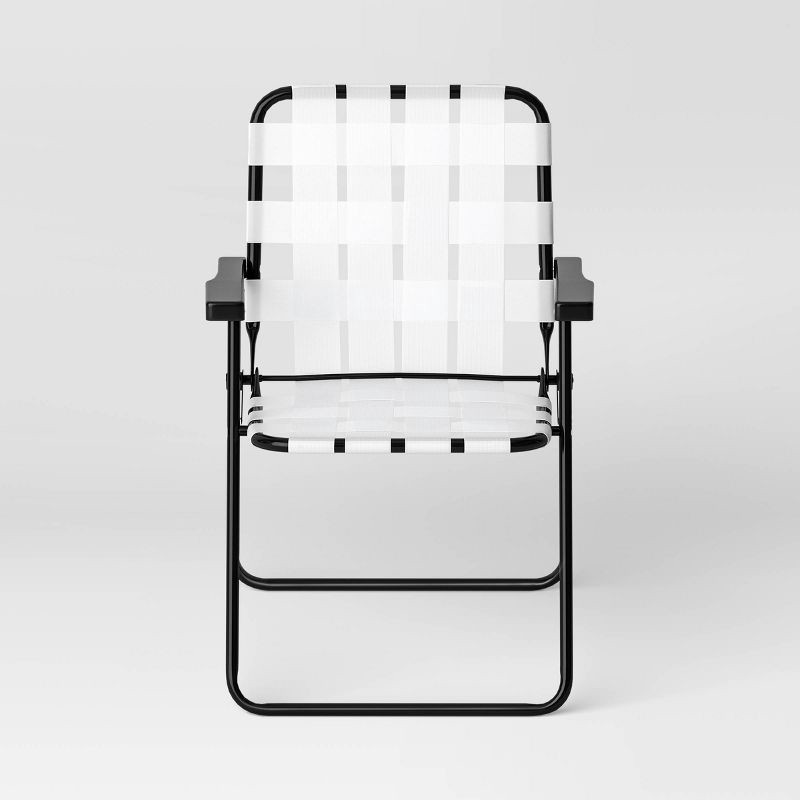 slide 3 of 7, Webstrap Outdoor Portable Beach Chair White - Room Essentials™: Foldable, Weather-Resistant, Steel Frame, 1 ct