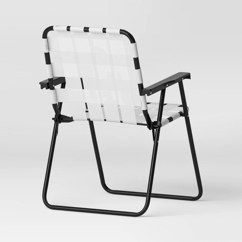 slide 4 of 7, Webstrap Outdoor Portable Beach Chair White - Room Essentials™: Foldable, Weather-Resistant, Steel Frame, 1 ct