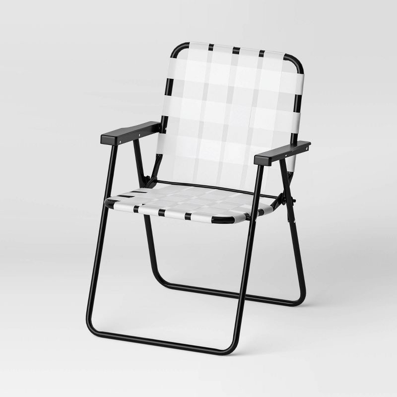 slide 1 of 7, Webstrap Outdoor Portable Beach Chair White - Room Essentials™: Foldable, Weather-Resistant, Steel Frame, 1 ct