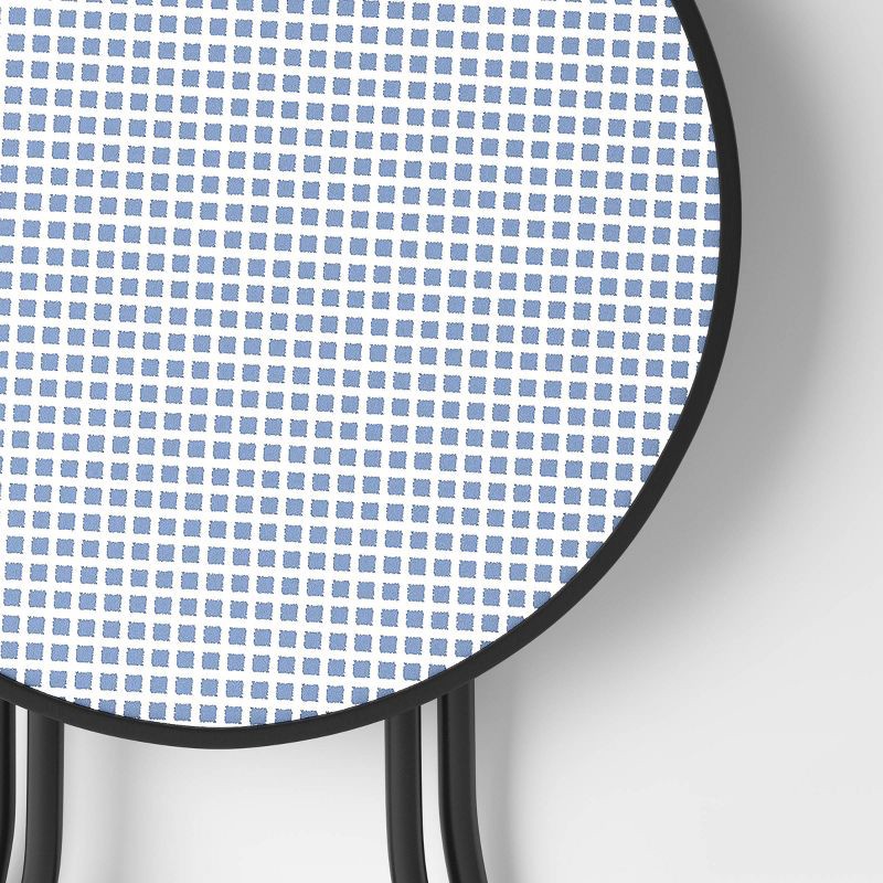 slide 5 of 6, Glass Round Printed Folding Outdoor Portable Side Table Blue/White/Black - Room Essentials™, 1 ct