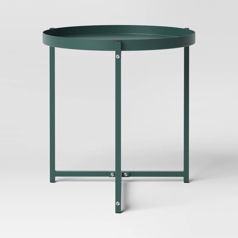 slide 4 of 5, Steel Square Tray Top Outdoor Portable Side Table Green - Room Essentials™, 1 ct