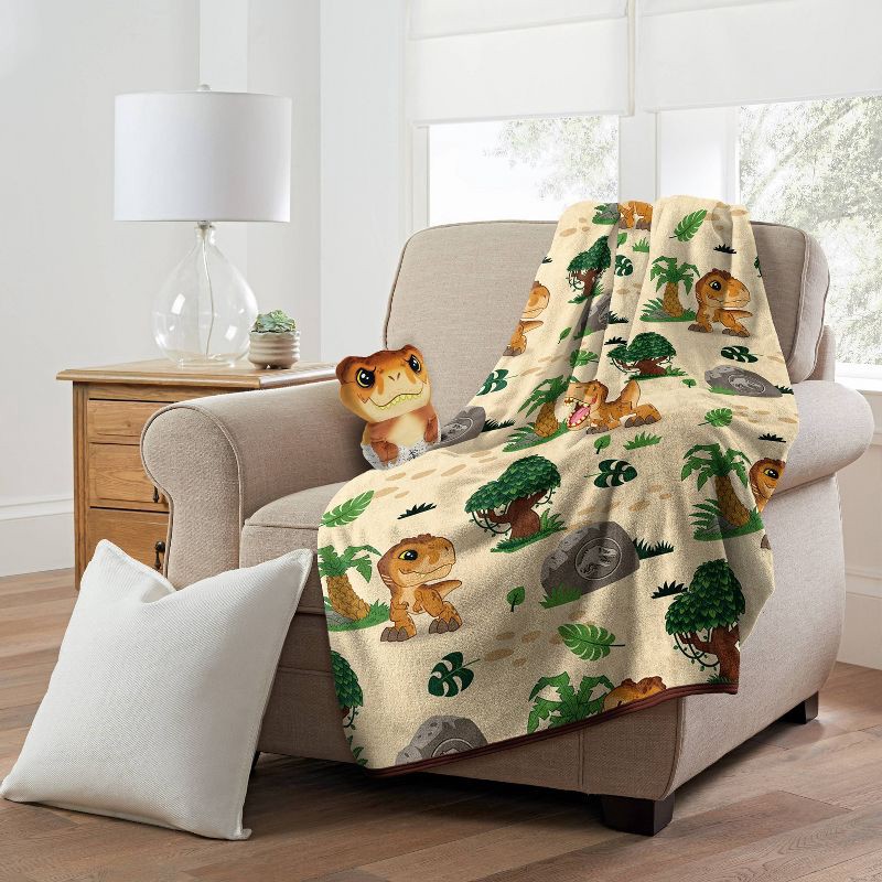 slide 5 of 5, 40"x50" Universal Jurassic Park Silk Touch Kids' Throw Blanket and HD Hugger, 1 ct