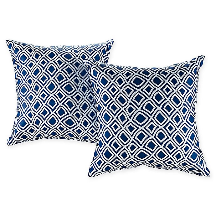 slide 1 of 1, Modway Outdoor Patio Square Throw Pillows - Blue/White, 2 ct