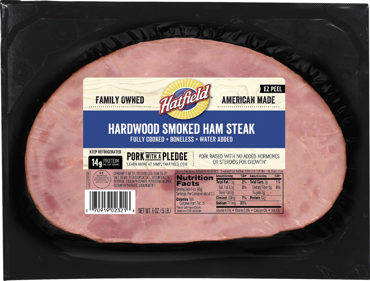 slide 4 of 11, Hatfield Boneless Hardwood Smoked Ham Steak 8 oz, 8 oz